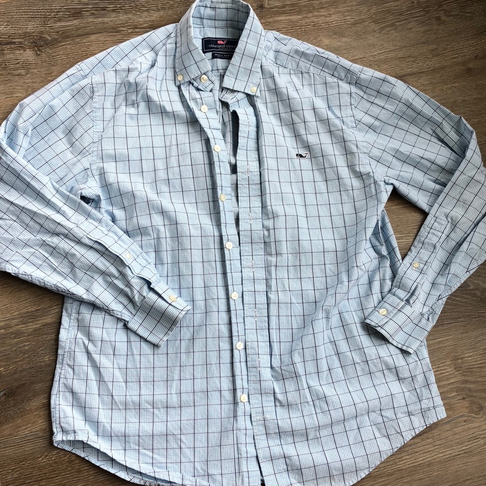 Vineyard Vines Whale Shirt M blue check